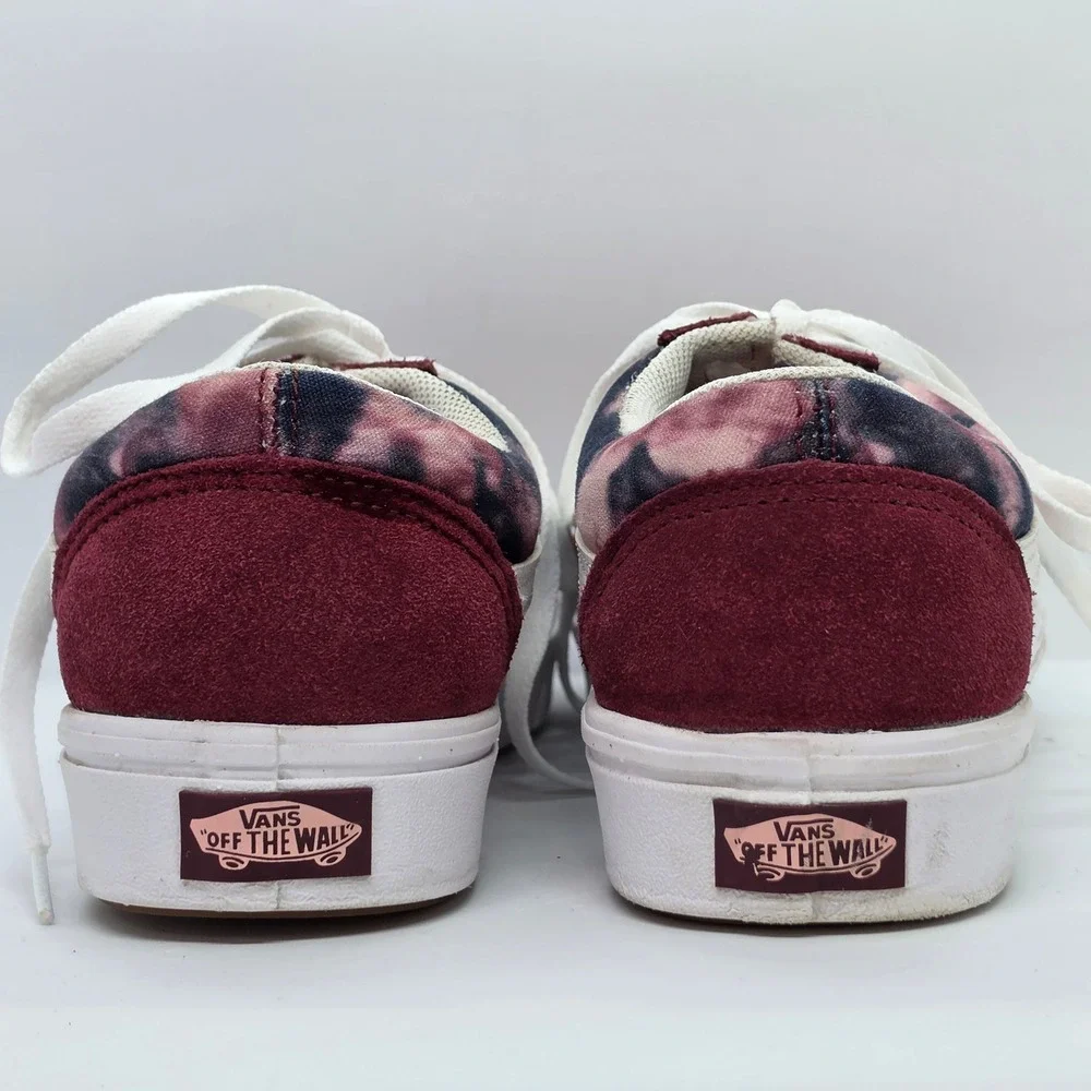 Vans Old Skool ComfyCush Burgundy TieDye Suede Canvas Sneakers Womens 7 Mens 5.5